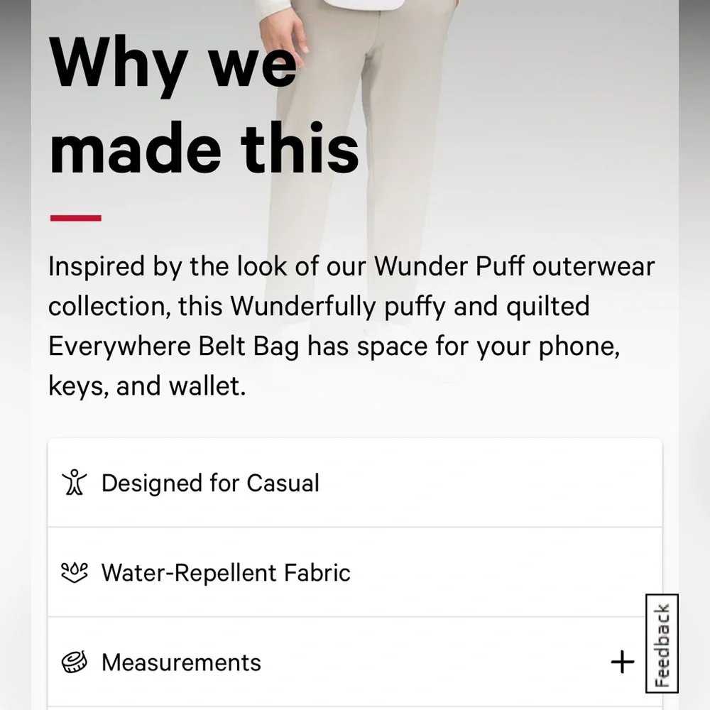 NWT Lululemon Wunder Puff Everywhere Belt Bag | White | 1L - Picture 4 of 9